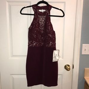 Lace Wine/silver Dress